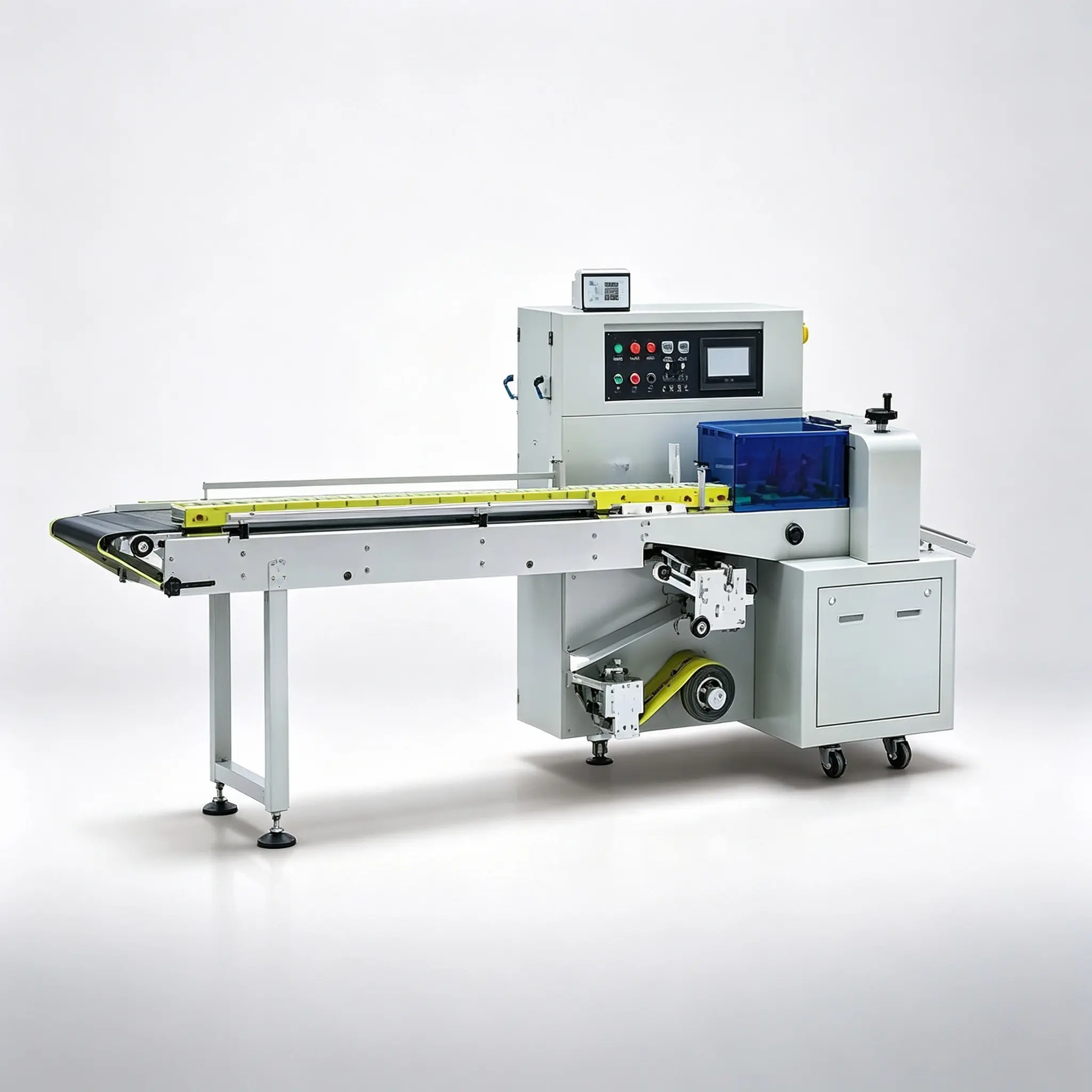 Revolving pull film pillow type packer