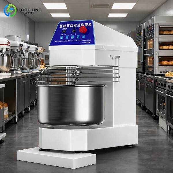 Dough mixer in professional bakery kitchen