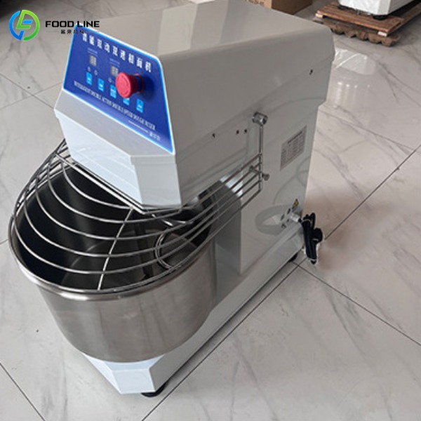 Flour mixer machine angle view with safety guard