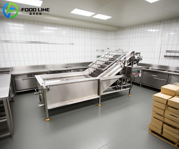 Bubble washing equipment installed in commercial kitchen